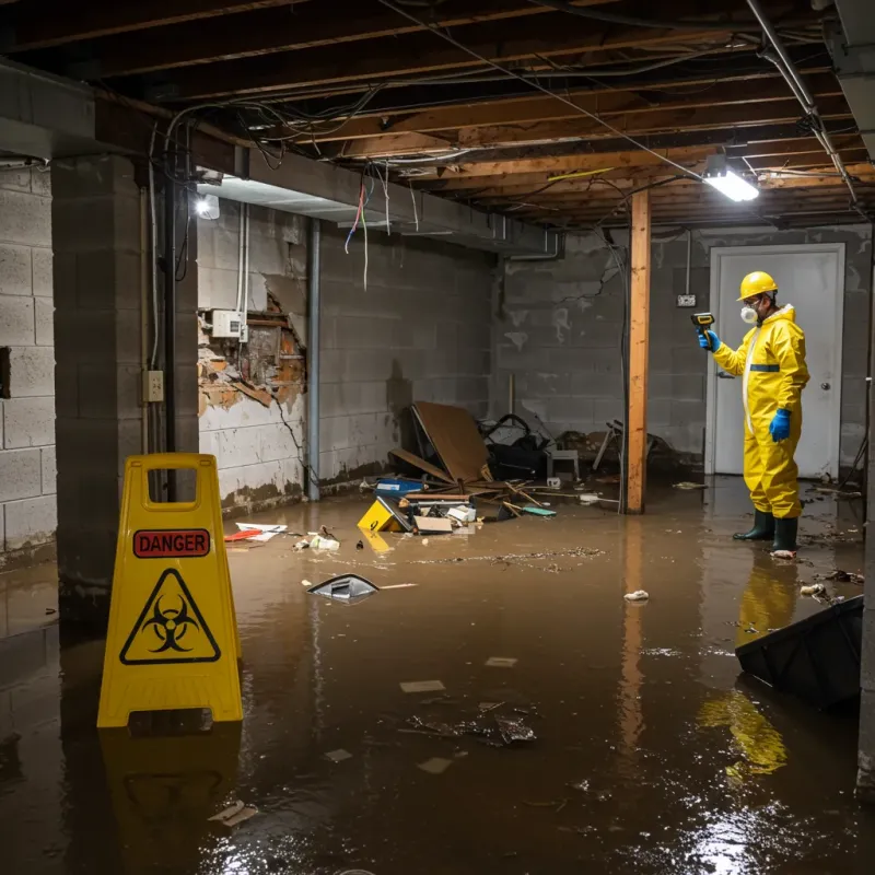 Flooded Basement Electrical Hazard in Logansport, IN Property